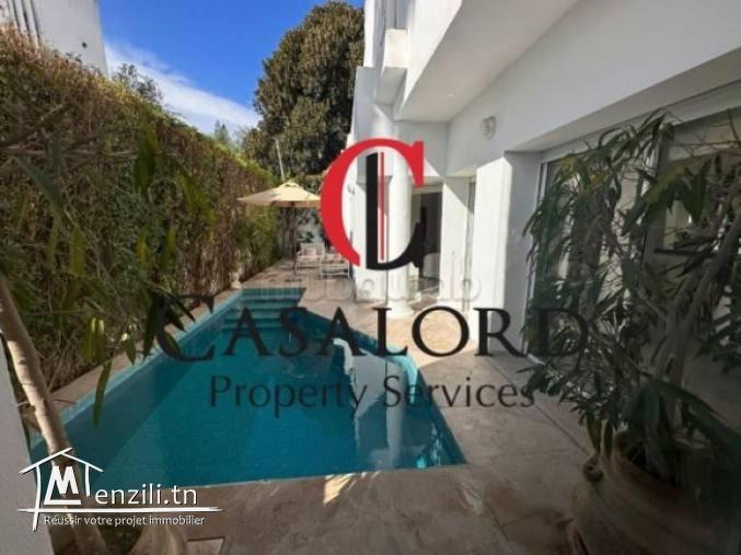 Villa meublée S3 avec piscine à Carthage vue mer