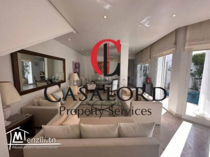 Villa meublée S3 avec piscine à Carthage vue mer