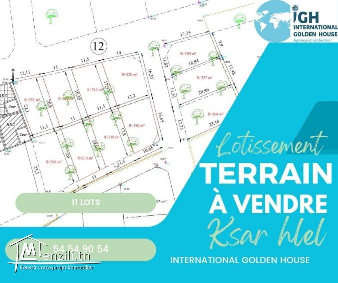 Des Lots de terrain à vendre à Ksar Hellal
