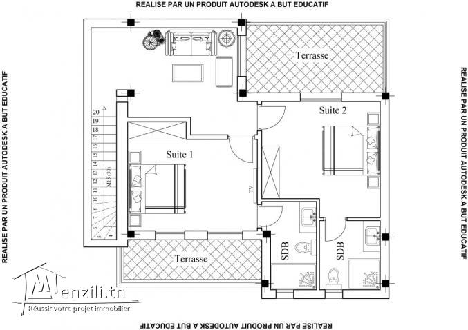 Maison sur plan a vendre a Hammamet sidi hammed.