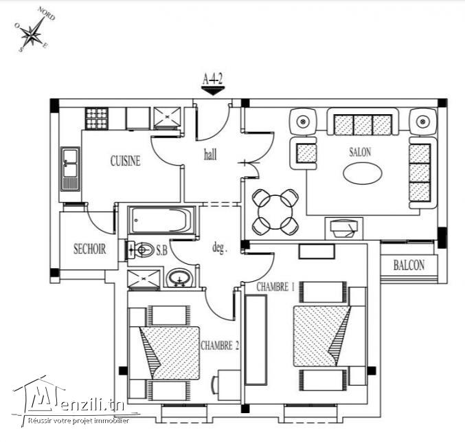 Vente appartement S+2 près de kiosque AGIL El Mourouj