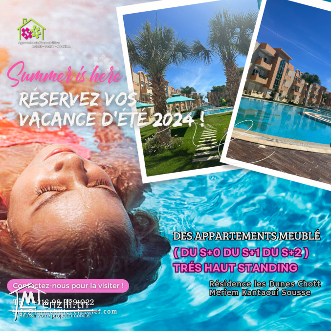 #àlouer #s+1 #hautstanding #meubles #lesdunes #VuePiscine