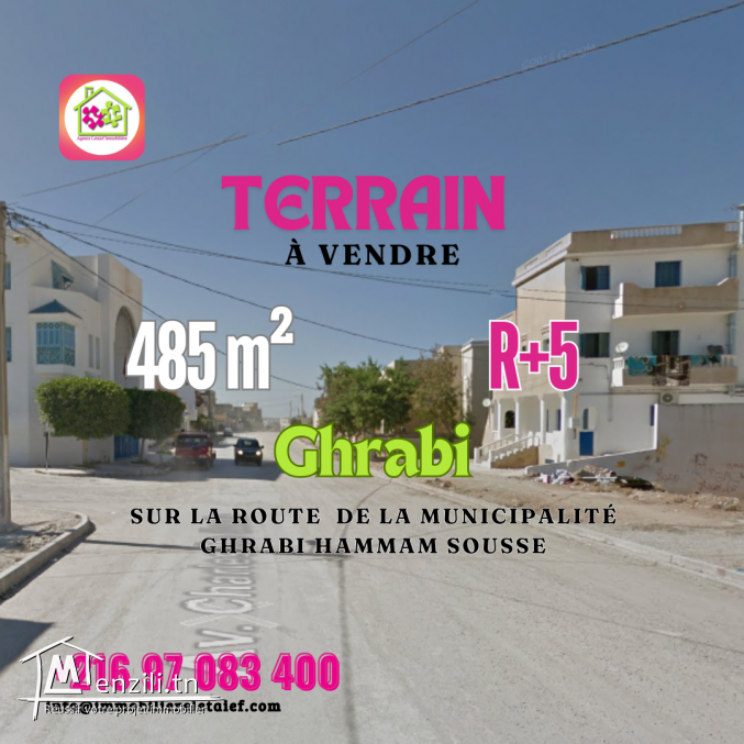 Terrain de 485 m² R+5 a Ghrabi