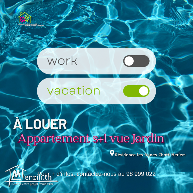 Un très beau studio S+1 richement meublé à les dunes