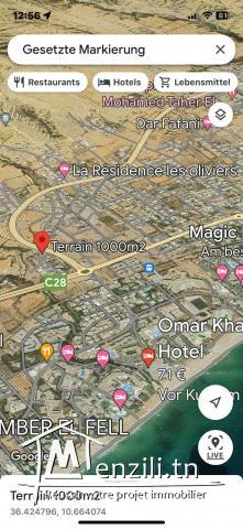 Terrain 1000m2 Hammamet