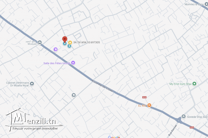 Terrain de 445 m2 à route Menzel Chaker Km 6 (Sfax)