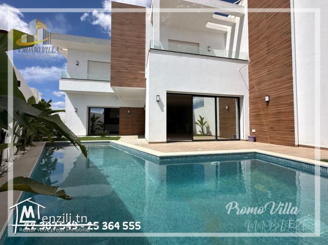 une villa moderne avec piscine