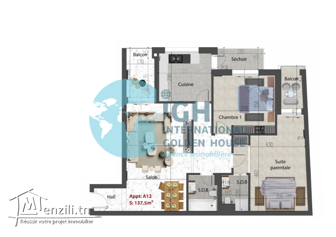 Appartement S2 à Khzema, Sousse