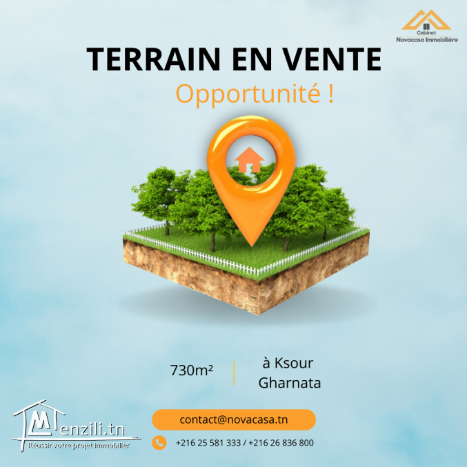 A vendre Terrain à Ksour Gharnata 730m²