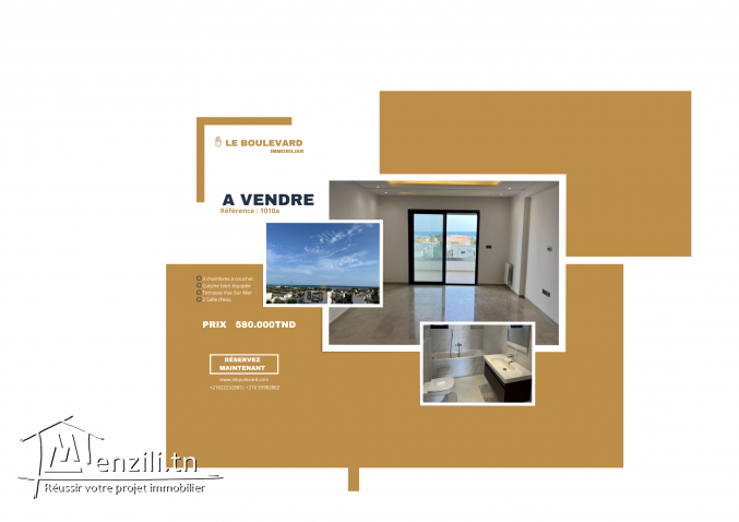 A vendre Appartement S+3 vue mer à Mrezga , Hammamet Nord