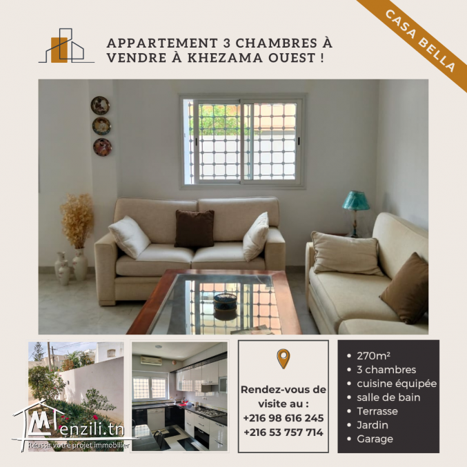 Rez-de-chaussée à vendre à Khezama Ouest