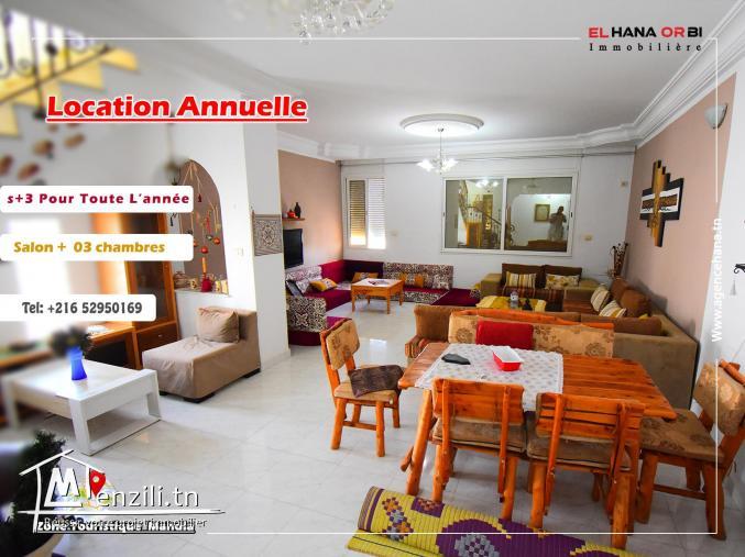 étage de villa s+3 à l’année proche de la plage