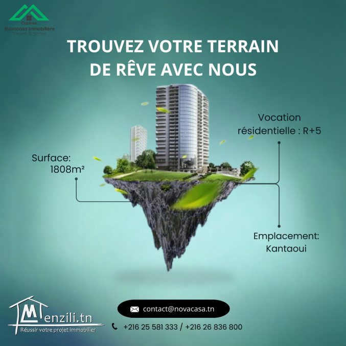 A vendre Terrain 1808 m² à Kantaoui