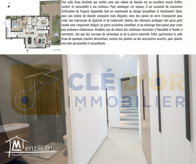 Duplex S+3 avec accès indépendant, jardin privatif et deux places de parking sous-sol