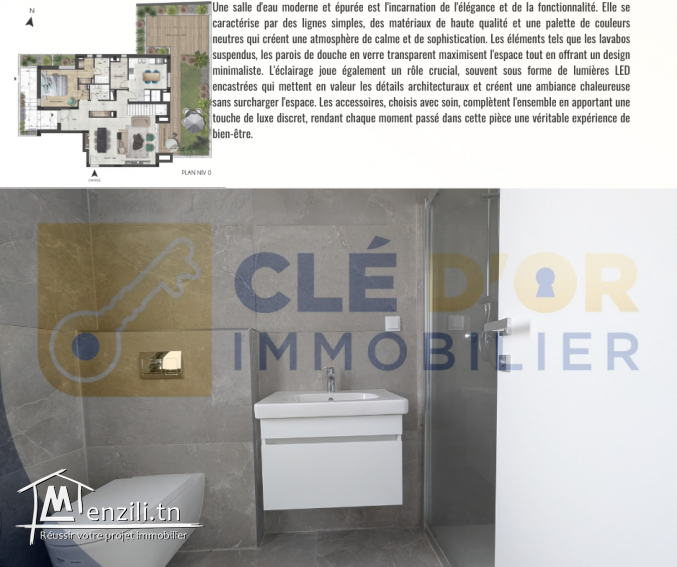 Duplex S+3 avec accès indépendant, jardin privatif et deux places de parking sous-sol