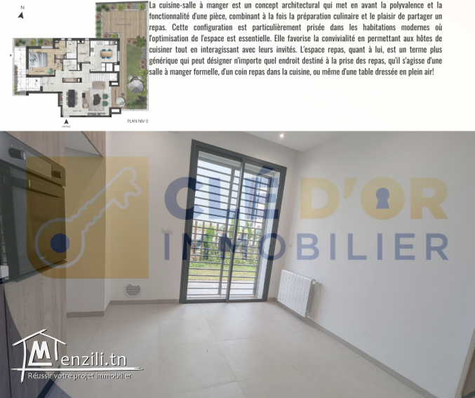 Duplex S+3 avec accès indépendant, jardin privatif et deux places de parking sous-sol