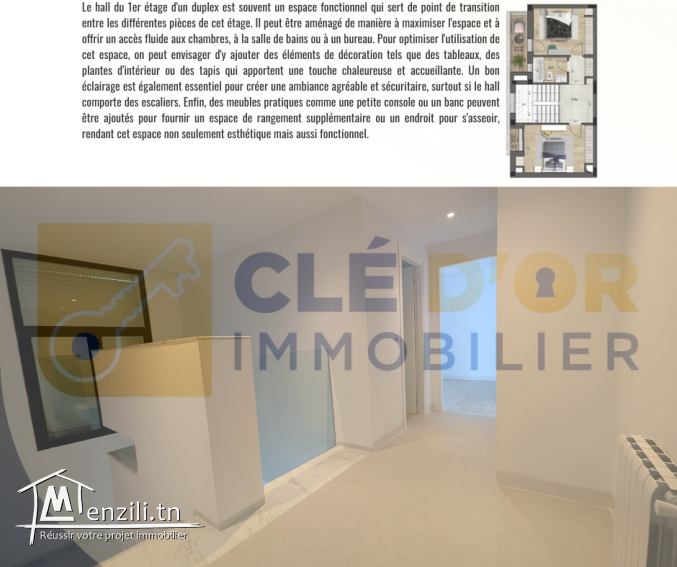 Duplex S+3 avec accès indépendant, jardin privatif et deux places de parking sous-sol