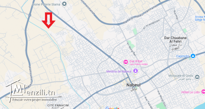 A vendre terrain 11280m² à rte de Tunis, Nabeul