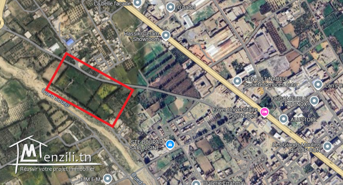 A vendre terrain 11280m² à rte de Tunis, Nabeul