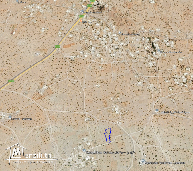 Terrain 2260 m2 à Menzel BEN HAMMOUDA -   منزل بن حمودة Jaabira- Djerba.