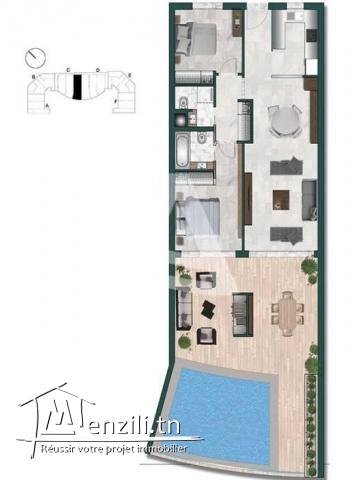 Appartement S2 à vendre sur plan à Gammarth