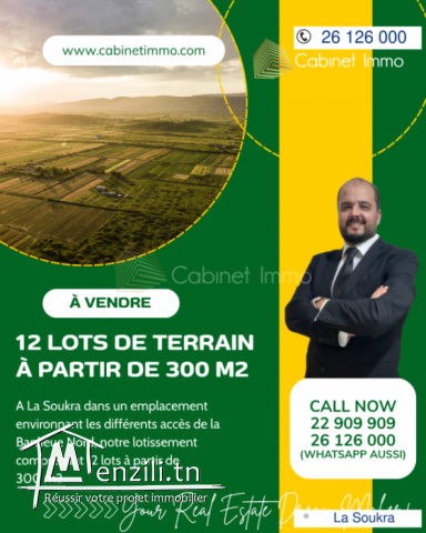 Vente 12 Lots de Terrain à La Soukra