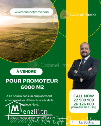 Vente terrain pour promotion immobilière 6000m2