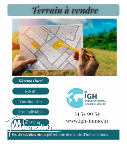 Terrain de 646m² à Vendre – Khzema Ouest