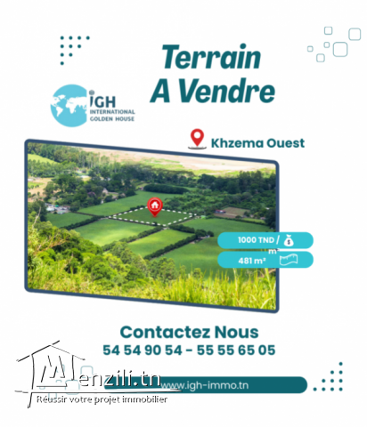 Lot de Terrain de 481m² à Vendre – Khzema Ouest