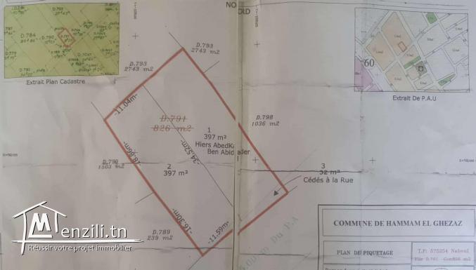 Terrain à Hamem leghzez sur la route de la plage