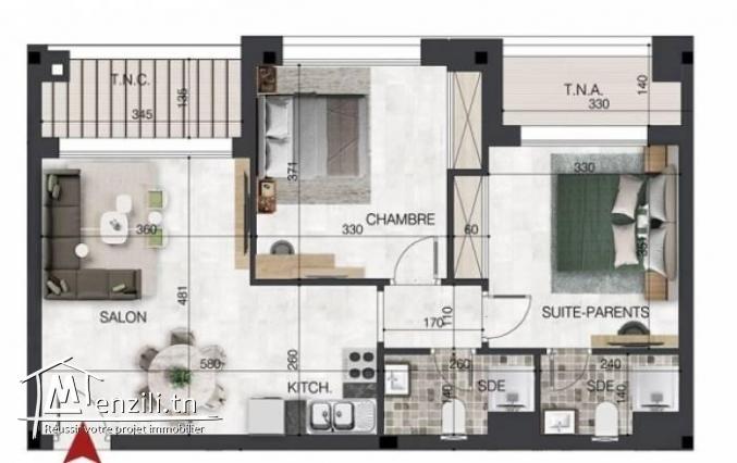 Appartement S2 vue mer à Sidi Mahersi Nabeul