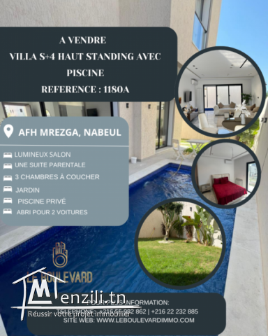 A vendre Villa S4 avec piscine à AFH Mrezga Nabeul