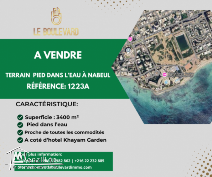 A vendre Terrain pied dans l'eau à Sidi Slimane Nabeul