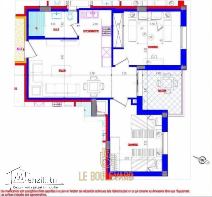 A vendre appartement S2 85m² à AFH Mrezga Nabeul