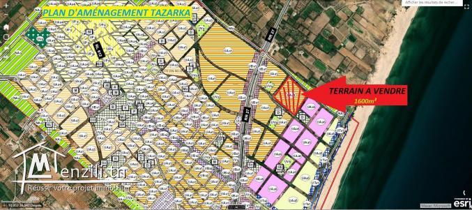 Terrain à Vendre -Plage Tazarka