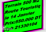 Terrain 500 m2 zone Touristiquue Khezama -Est