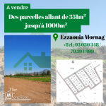 Des parcelles allant de 351m² jusqu'à 1000m² à Ezzaouia Mornag ,
