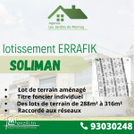 Des lots de terrains viabilisés à Soliman