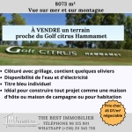 8073 m golf citrus hammamet vue mer et montagne