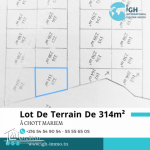 À Vendre Lot de Terrain de 314m² à Chott Mariem