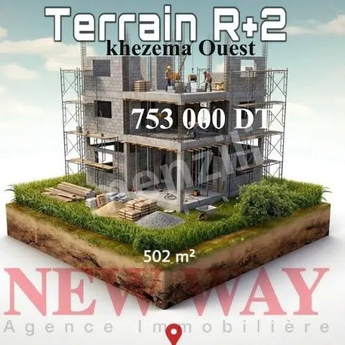 Terrain de 502 m² à vendre à Khézama Ouest, Sousse – R+2