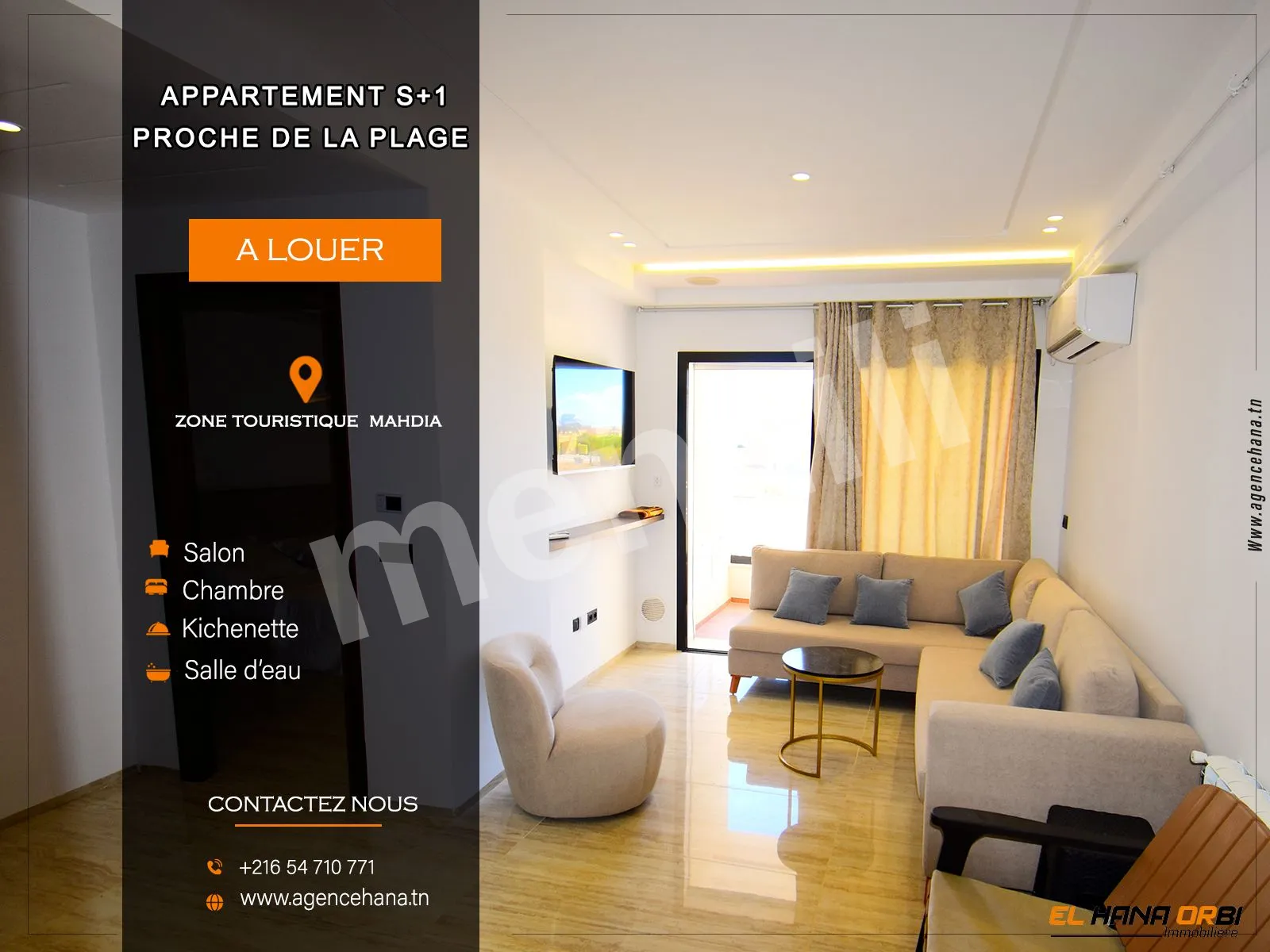 Appartement S+1 Proche de la plage Location Scolaire