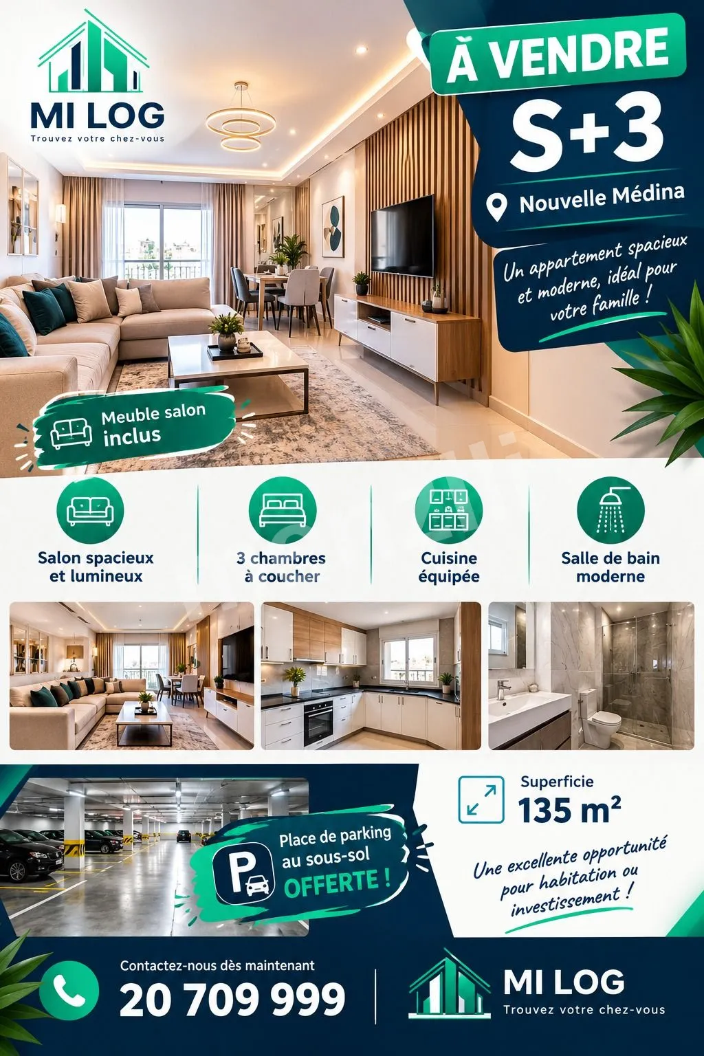 A vendre s+2 Neuf à La Nouvelle Médina